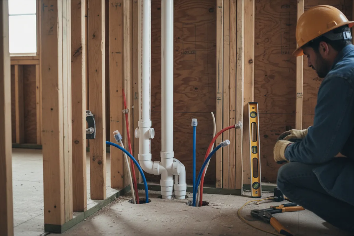 Drain and supply rough-in during Leak Detection in Monsey