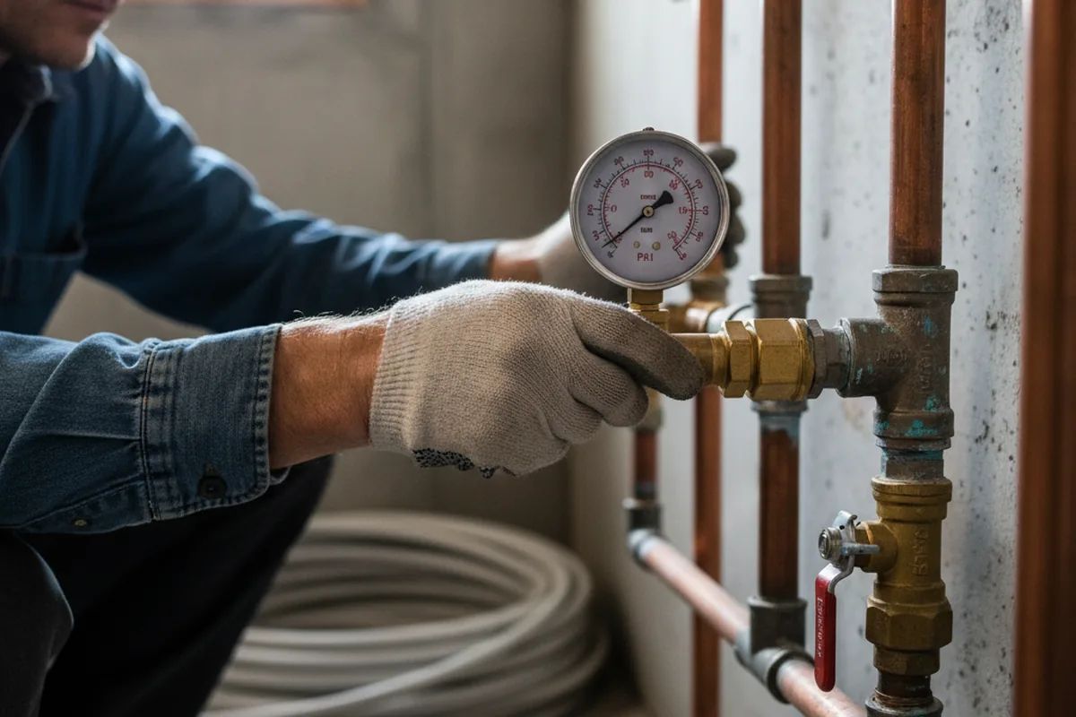 Pressure testing a repaired line during Water Line Repair in Monsey